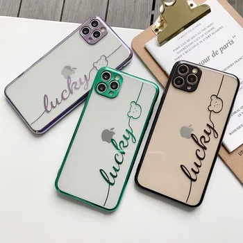 

50pcs Mobile phone case with galvanized frame for iPhone11Pro max X / XS / XR / XS MAX simple drop protection case Lucky Bear
