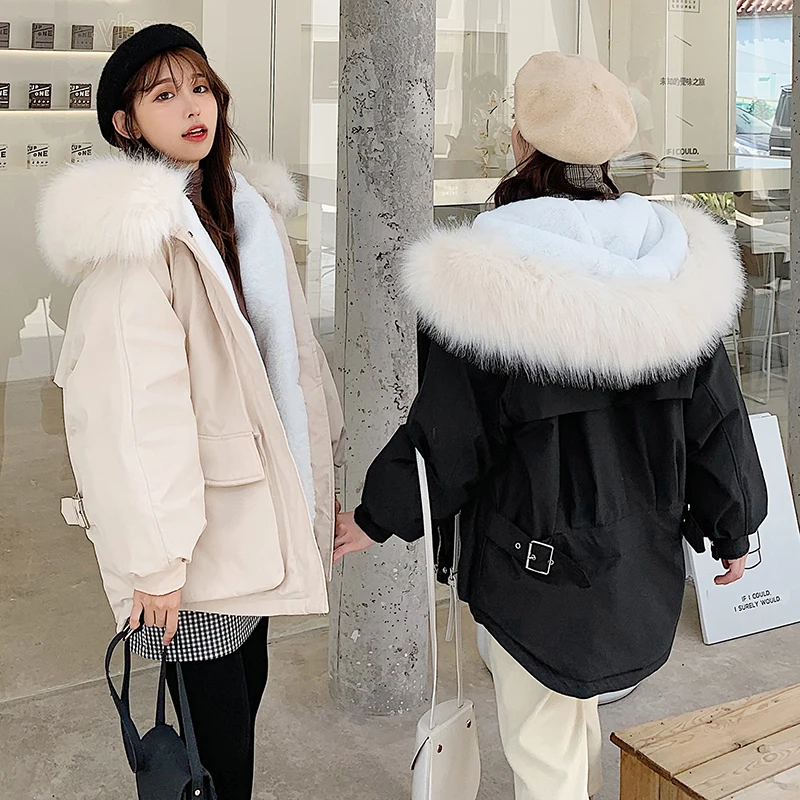 YTNMYOP Autumn Winter Hooded Parka Short Dovetail Winter Coat Women Oversize Loose Female Jacket La
