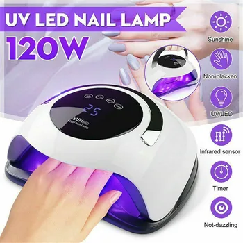 

LED UV Nail Lamp Fast Dry 120W Gel Dryer Curing Lamp Auto Sensor 4 Timer Hot