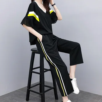 

2020 Summer Clothes For Women Large Plus Size 5XL sports suit Top And Pant Two Piece Set Sportwear Tracksuit Matching Set outfit