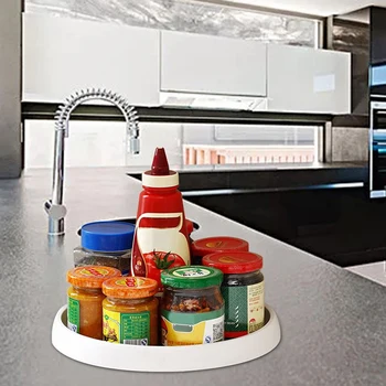 

Round Rotating Condiment Storage Rack Portable Beverage Storage Box Bracket Kitchen Seasoning Can Tray