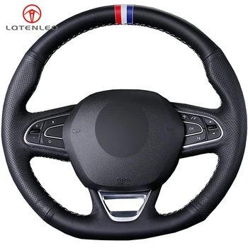 

LQTENLEO Black Genuine Leather DIY Car Steering Wheel Cover For Renault Kadjar Koleos Megane Talisman Scenic Espace 2015-2018
