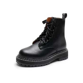 

Genuine Leather Boots Woman 2019 Boots Exceed Bottom Early Autumn Handsome Woman Wind Chalaza