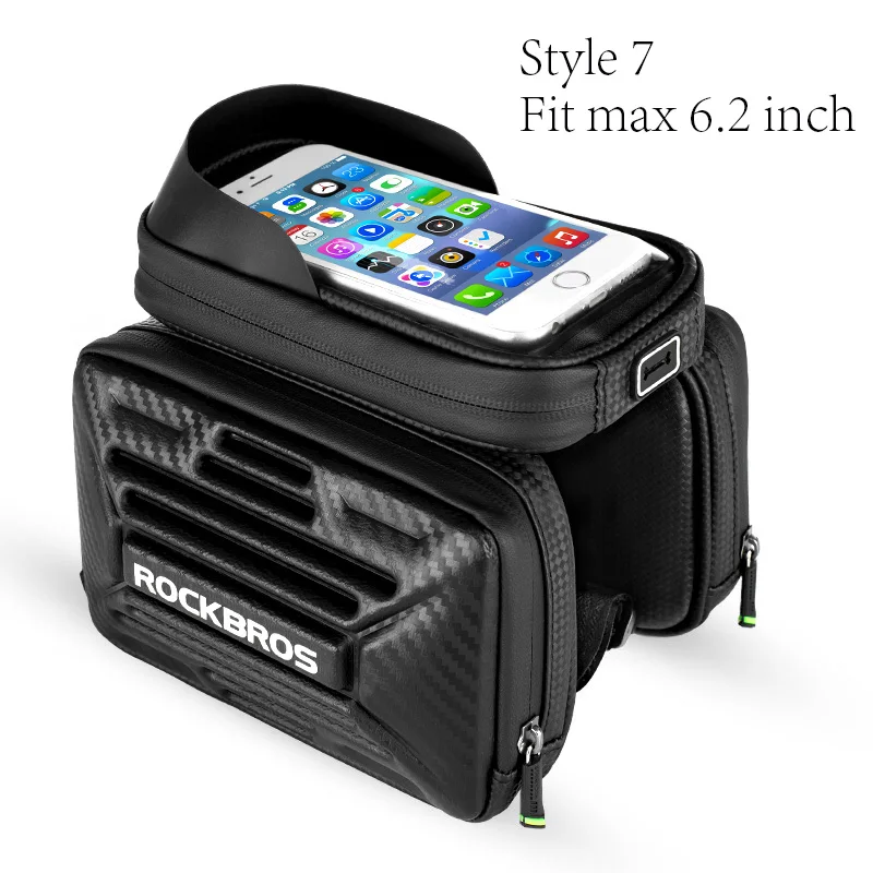 Style 7-for 6.2 inch ROCKBROS 7 стиль велосипед сумки Передняя труба сумка с тачскрином водонепроницаемый для 5,8 до 6,3 дюймов телефон MTB дорожный Велоспорт Аксессуары - Цвет: Style 7-for 6.2 inch