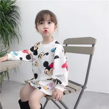 Осень г.; Новое поступление; платье с длинными рукавами и рисунком для девочек; модные детские платья