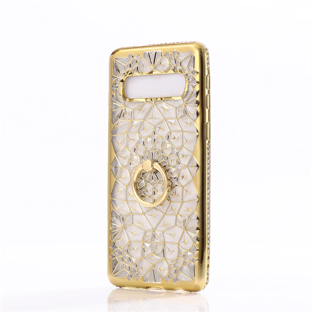 

Diamond flower Cases For samsung S10 S9 plus S8 S7 Finger Ring Soft TPU Jewelled Phone Case For samsung note8 note9 note10 cover