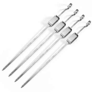 

Large Flat Plate of Stainless Steel Flattened Meat String Signed for Outdoor Picnic BBQ Barbecue Skewer Roast Stick