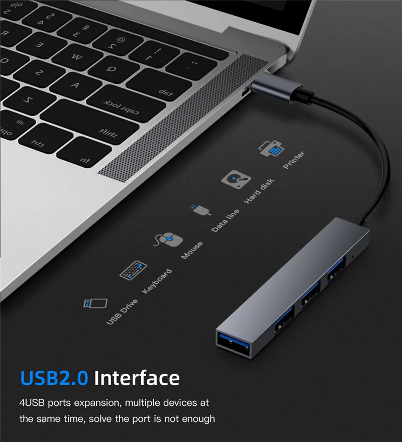 Тип C концентратор 4 порта USB-C USB 2,0 сплиттер конвертер OTG адаптер кабель для Macbook Pro iMac ПК Аксессуары для ноутбуков