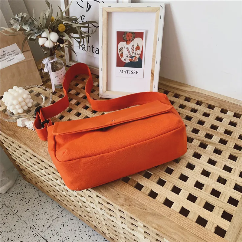 Solid Color Canvas Messenger Bag Girl Femals Women Shoulder Bag Crossbody Handbag For Boys Baby Bags