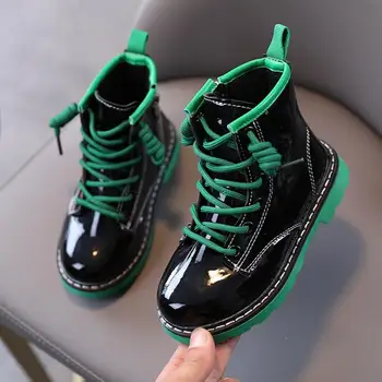 

Autumn Winter Kids Martin Boots For Girls Fashion Princess Ankle-length Short Snow Boots Leather Waterproof Girl Sport Shoes