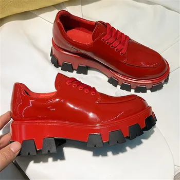 

Platform Shoes Woman Color Zapatos Mujer Round Toe Runway Women Shoes Patent Leather Women Shoes Fashion Espadrilles Shoes Hot