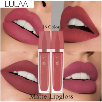 

18 Colors Matte Nude Waterproof Lip Gloss Long Lasting Moisturizing Lip Tint Non-stick Cup Lipgloss Women Lip Makeup Gift TSLM1