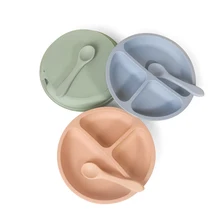 Vaisselle en silicone en forme de bol et assiette avec ventouse pour enfant, service de table pour bébé, avec visage souriant 