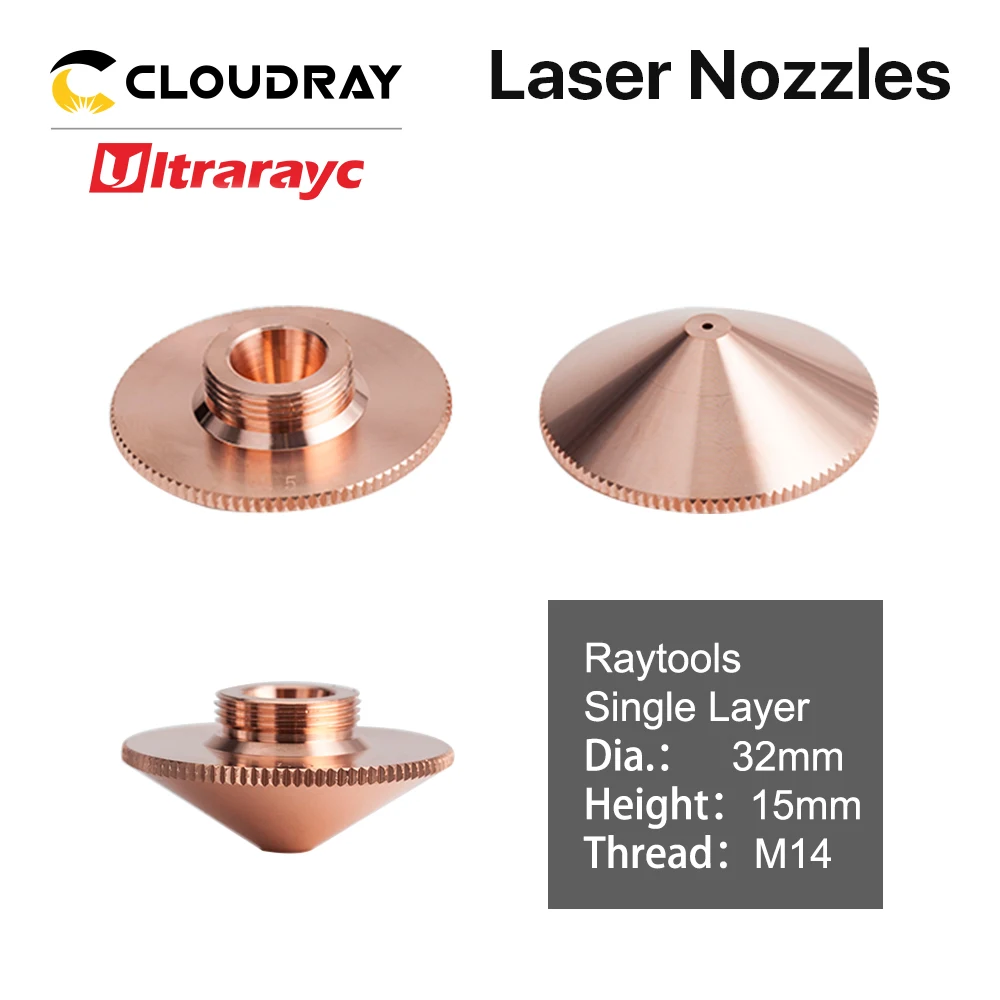 Ultrarayc Raytools Cutting Head Laser Nozzle Single Double Chrome-plated Layers D32 Caliber 0.8-6.0mm