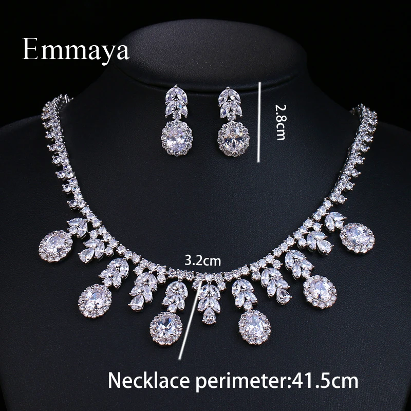 Emmaya дизайн ювелирных изделий роскошный стиль лист круглый камень для женщин прекрасное ожерелье из циркона высокого класса серьги банкетные подарки для друзей