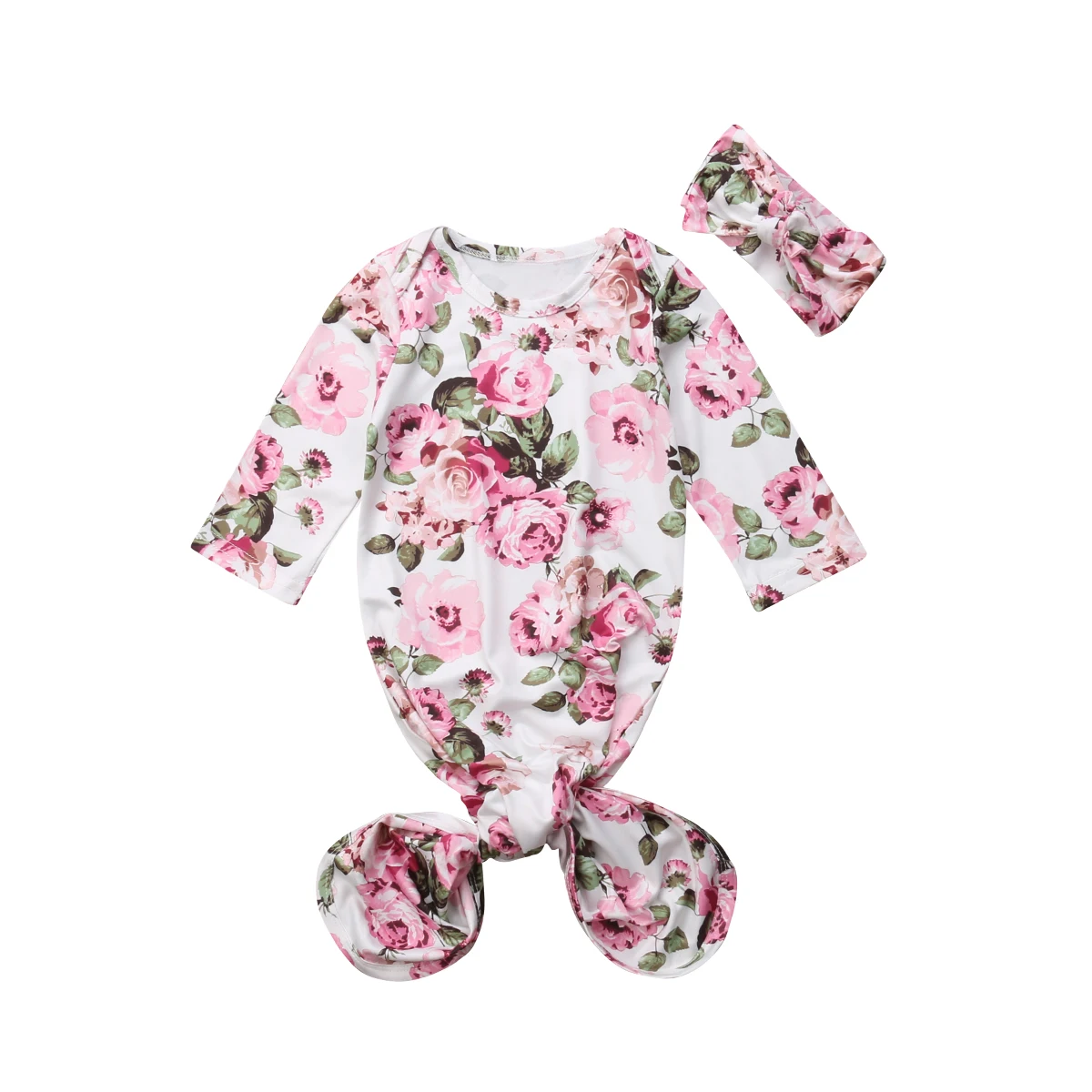 0-6M Newborn Infant Baby Cute Casual Floral Swaddle Wrap Swaddling Blanket Warm Sleeping Sack Bag with Headband