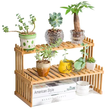 

Home Wooden Flower Planter Display Stand Plant Shelves Two Tier Tabletop Storage Rack Bonsai Decorative Storage Shelf Decor