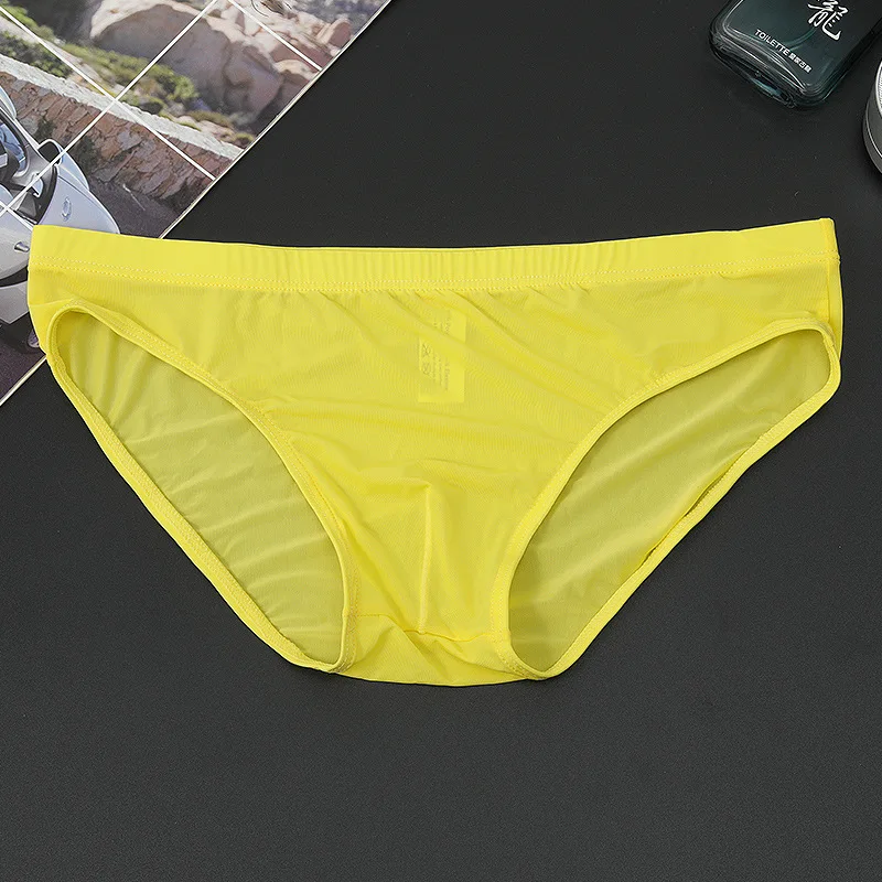 jockey briefs Men Underwear 10 Colors  Ice Silk Briefs Sexy Transparent  Underwear  Silky Lace Quick-Drying Silk Underwear Men Size From M-4XL pouch underwear