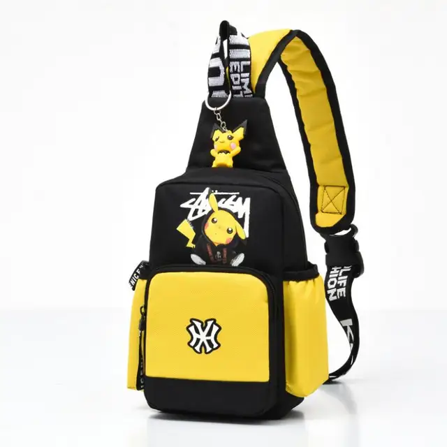 Action Large Pikachu Backpack with USB Charge Line Student Schoolbag Cute Cartoon Pikachu Couple Bags Quality Canvas Bag Gift 4