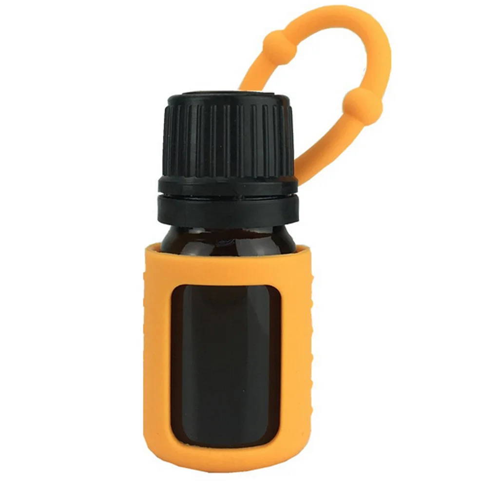 6pcs Silicone 15ml Roller Bottle Holder Sleeve Essential Oil Carry Keychain Keyring Pouch for Backpack Bag Home Travel Outdoor