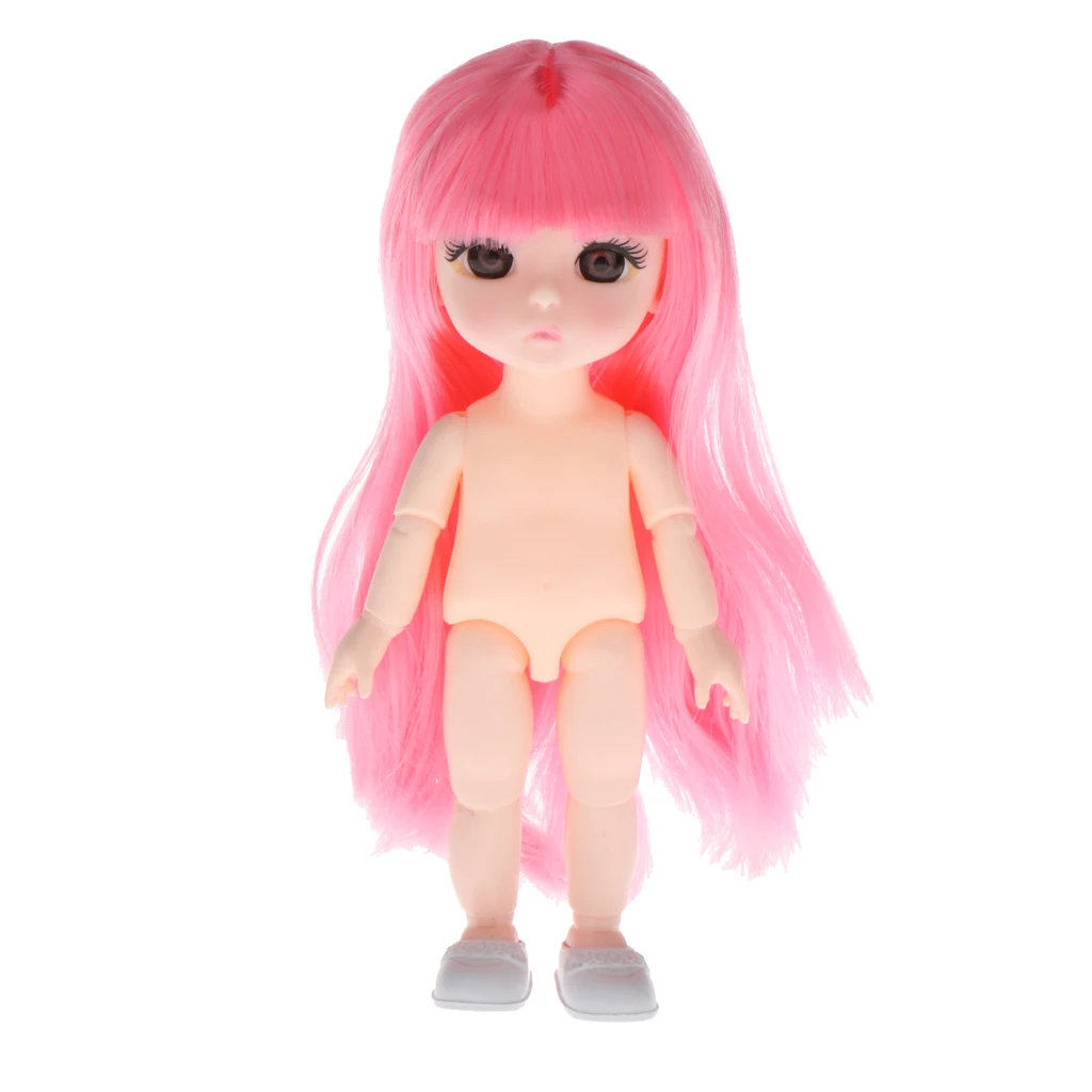 13 Joints Customized 16cm Height Doll Girl Body Figure with Head and Hair for DIY Action Figures