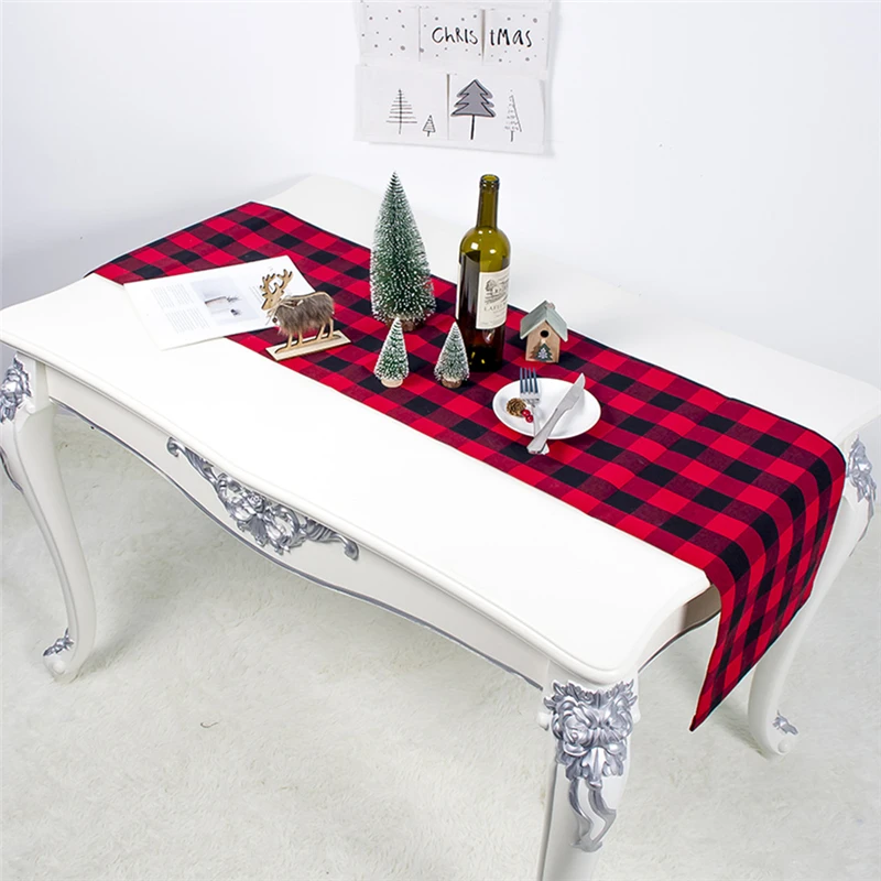 

Navidad Decoration New Christmas Decorations Christmas Linen Table Flag Table Mat Creative New Year Plaid Table Mat 36x180 Cm