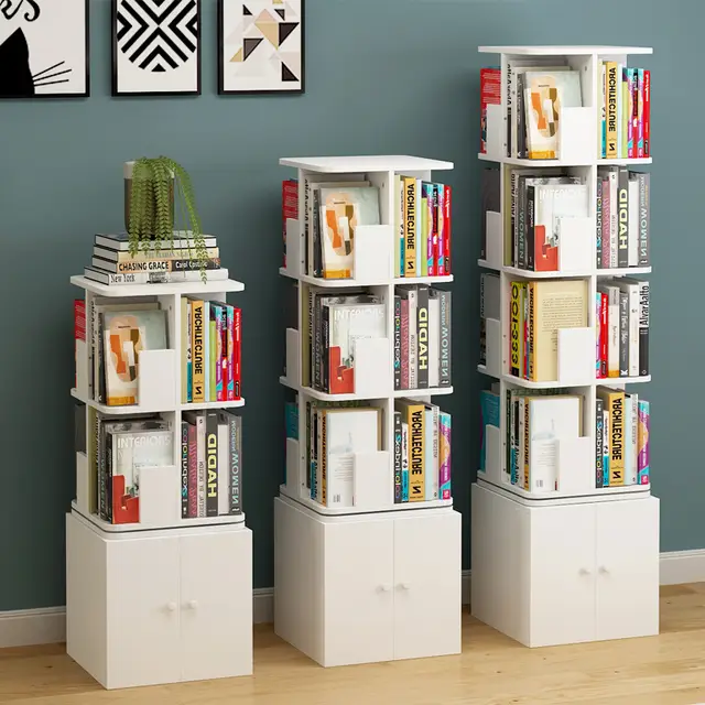 Creative Rotating Tree Shaped Bookshelf Floor Bookcase Student