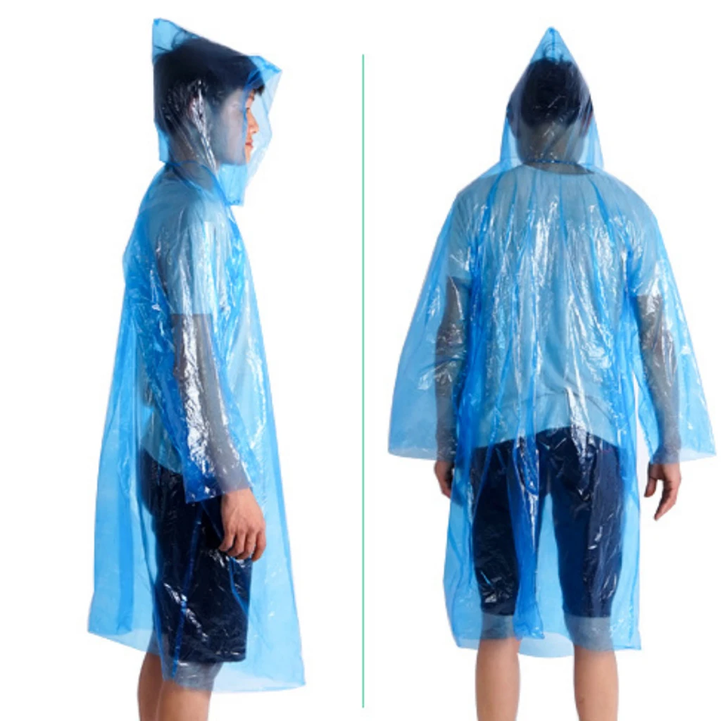 Disposable Waterproof Raincoat Hooded Rain Cover Rain Coat with Storage Bag