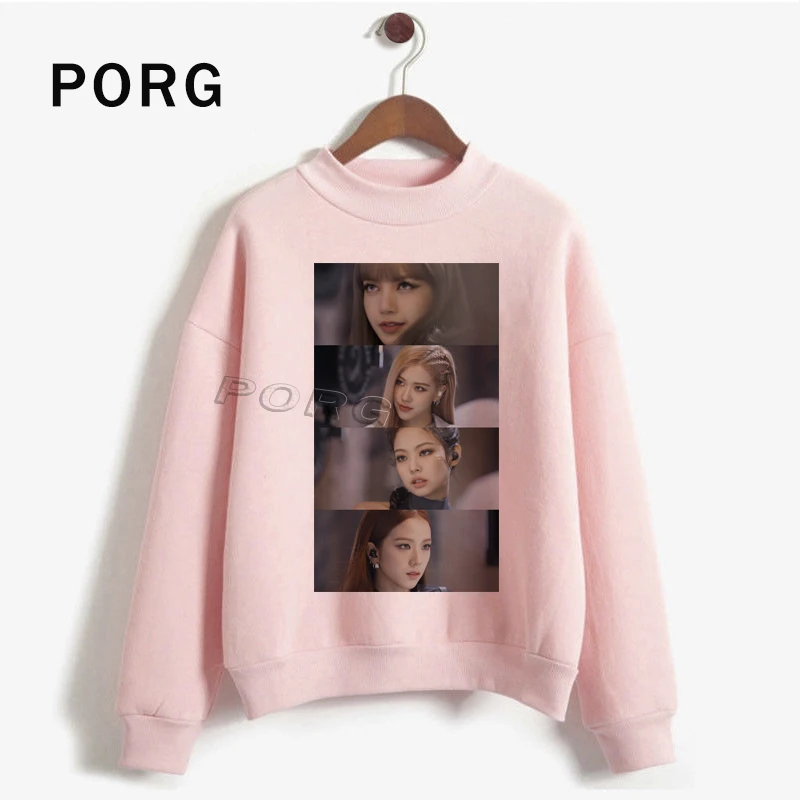 BLACKPINK вентиляторы корейский уличная Harajuku Толстовка женская графическая женская s розовый белый Ullzang Готическая Толстовка Оверсайз женский