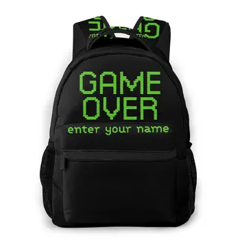 

Game Over Geek - Enter Your Name Backpack for Girls Boys Travel Rucksack Space Invaders Printing