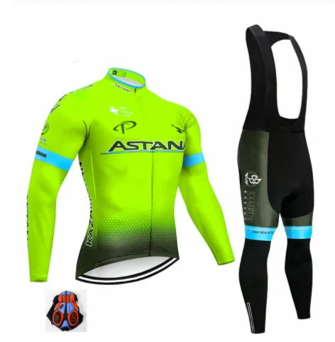 Bib Cycling Set ASTANG Pro зимний командный костюм с длинным рукавом для велоспорта, костюм для горного велосипеда, Униформа, теплый Полярный велосипед, одежда для велоспорта - Цвет: Bib Cycling Set