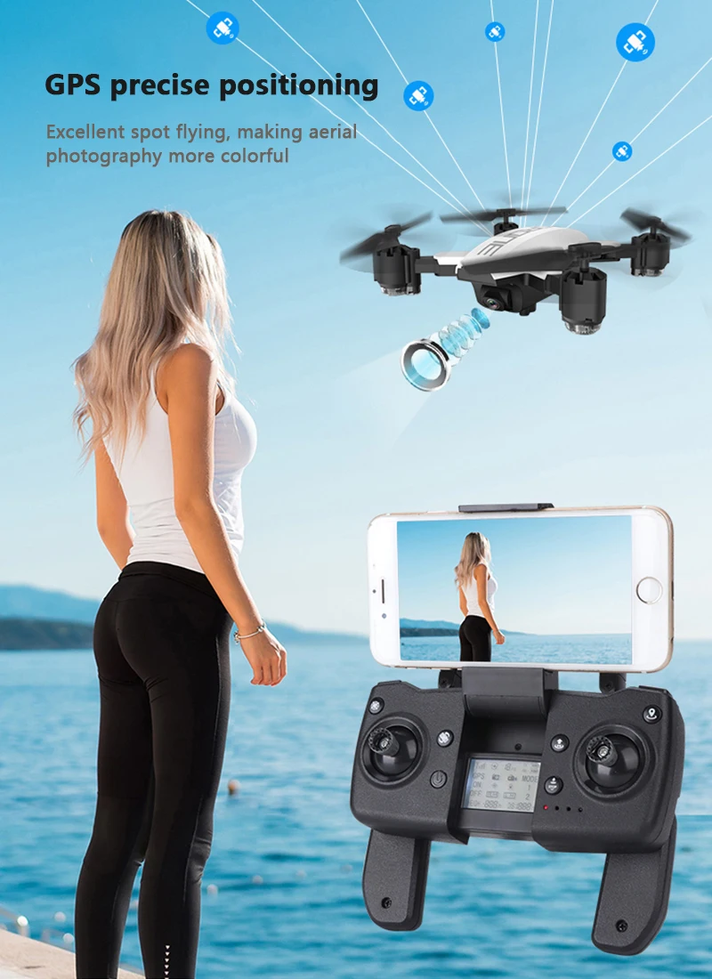Мини-Дрон с gps HD 4k 1080p 5G wifi FPV RC Дрон Квадрокоптер с фиксированной высотой управляемый на расстоянии 15 минут 300 м Дрон с Ариэль