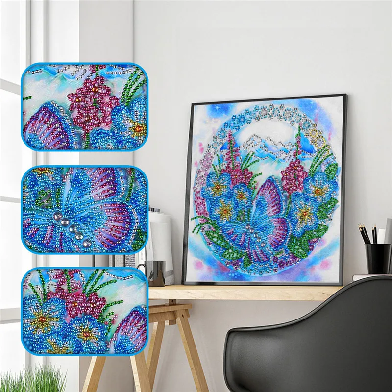 

5d Special Shaped Diamond Painting Flower Butterflies Partial Drill Cross Stitch Kits Rhinestone Diamond Embroidery Home Decors