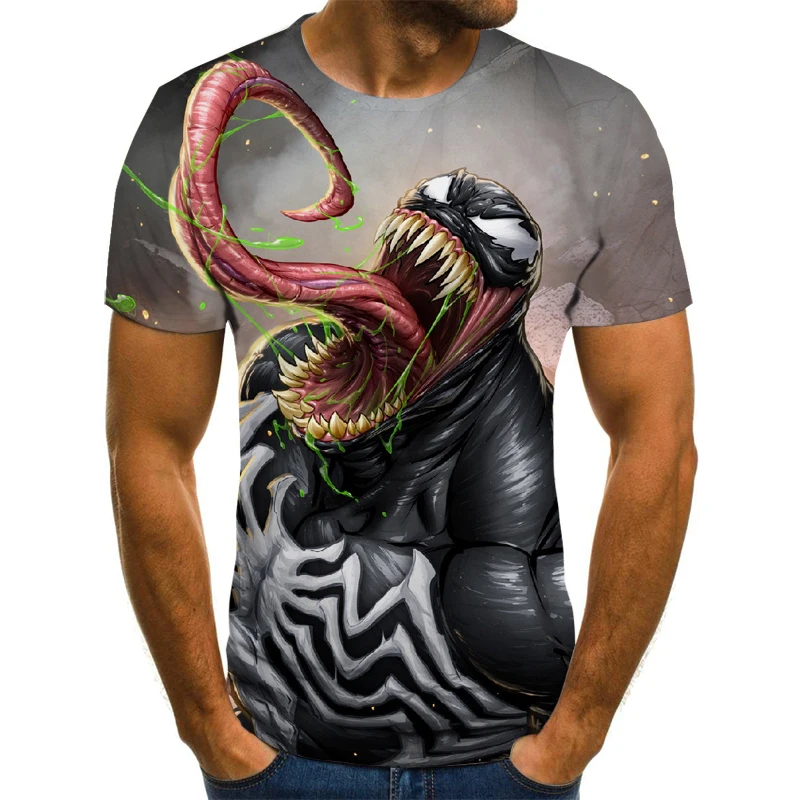 Футболка мужская с 3D принтом Веном Повседневная рубашка коротким рукавом топ для