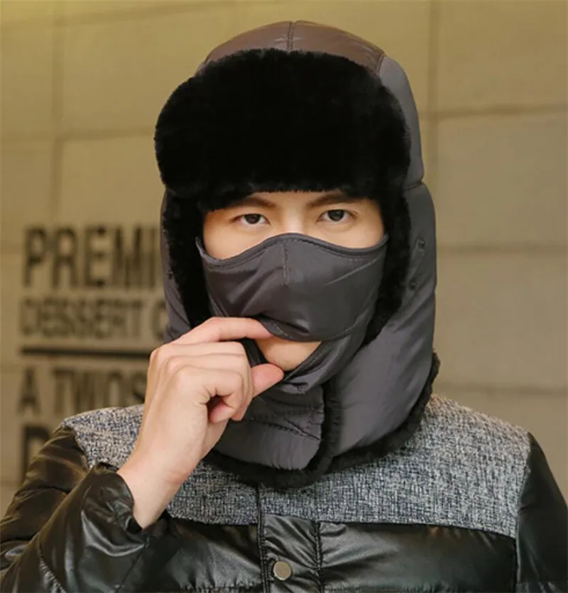Ветрозащитная шапка-бомбер для взрослых мужчин и женщин, Зимняя Теплая Лыжная шапка с ушками, маска, женские шапки-бомберы, Мужская водонепроницаемая шапка для охоты