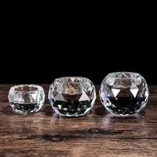 Crystal Candle Holder Small Bowl Crystal Candlestick Romantic Wedding Table Centerpiece Candlelight Home Dinner Decor