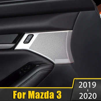 

For Mazda 3 Alexa 2019 2020 Stainless Steel Car Door Sound Stereo Audio Cover Trim Ring Tweeter Speaker Cover Auto Accessories