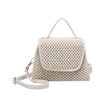 

Straw Bag Handbags Women Summer Rattan Bag Wild Messenger Bag Fashion Shoulder Small Square Handmade Woven Beach New bolso mujer