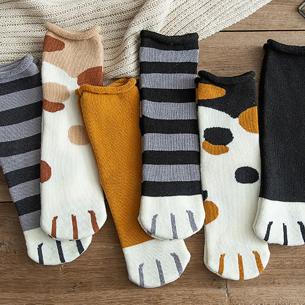 Womail толстые хлопковые носки зимние женские дизайнерские Роскошные модные носки 1 пара унисекс милые зимние носочки с рисунком когтей