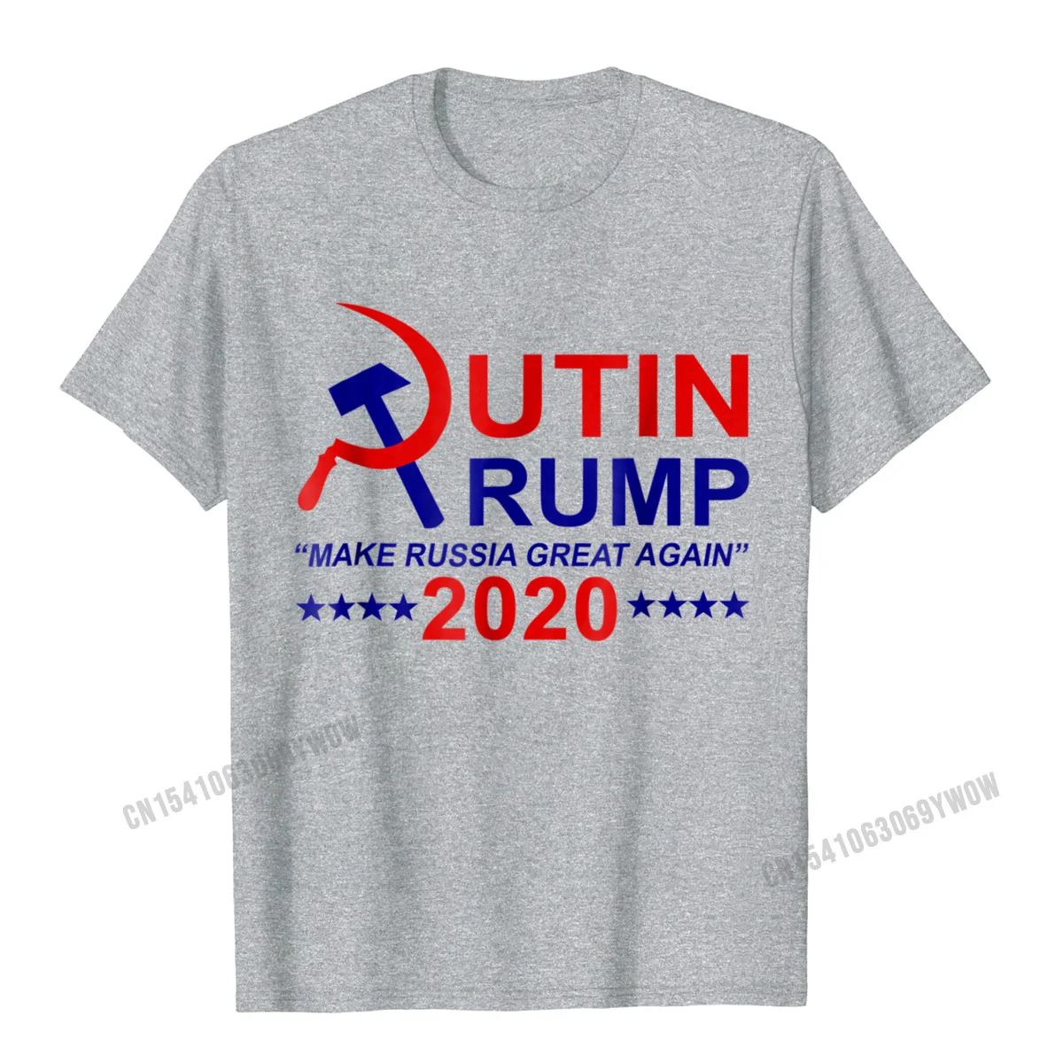 Cool Short Sleeve Tops Tees Autumn Crewneck 100% Cotton Fabric Men T Shirts Birthday Cool T Shirt Fitted Top Quality Putin Trump make Russia great again 2020 election t-shirt__223 grey