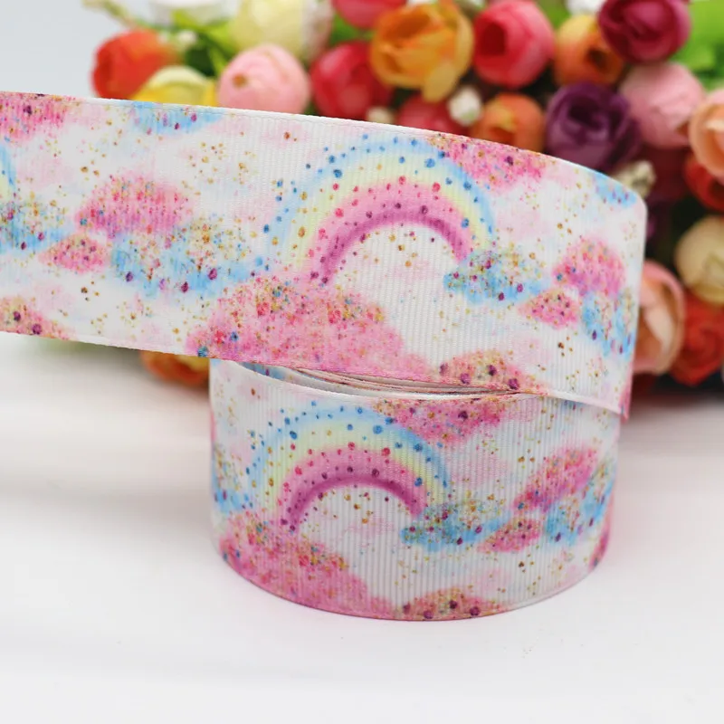 10 Yards Rainbow Stripe Grosgrain Ribbon for DIY Hair Bow