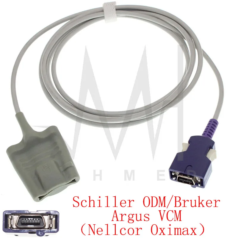 Nellcor Oximax for Pulse Oxygen Sensor of Schiller ODM/Bruker Argus VCM Monitor 14pin 3m Oximetry Probe Cable Finger/Ear |