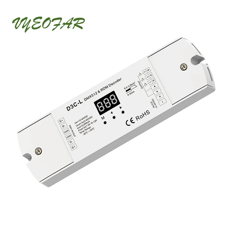 3 канала постоянного тока Led DMX512 декодер RGB полосы света декодер CC 350mA 700mA 5-24 В DC D3C-L ШИМ цифровой индикатор