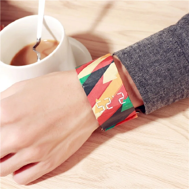 Good-looking Waterproof Wristband Paper Watch LED Clock Watch Digital Paper Strap Watches Sport Watch Wristwatch