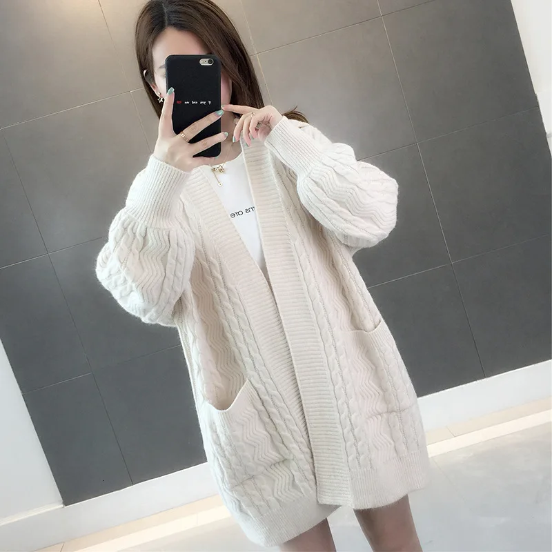 Spring And Autumn Women's Knit Cardigan Solid Color Wild Spring New Shirt Korean Version Of The Loose Sweater Women Coat