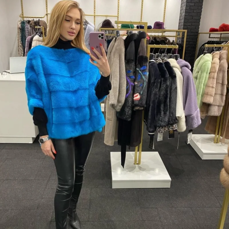 FURSARCAR 2021 Brand New Real Mink Fur Jacket Natural Mink Fur Coat Silm Female Top Fashion Thick Warm Winter Women Overcoat