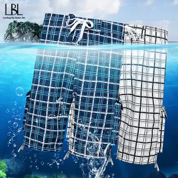 

New Plaid Beach Shorts Men Quick Dry Summer Men's Surf Board Shorts Swimming Short Trousers Swimwear Trunk Bath Suit Sport S-XL