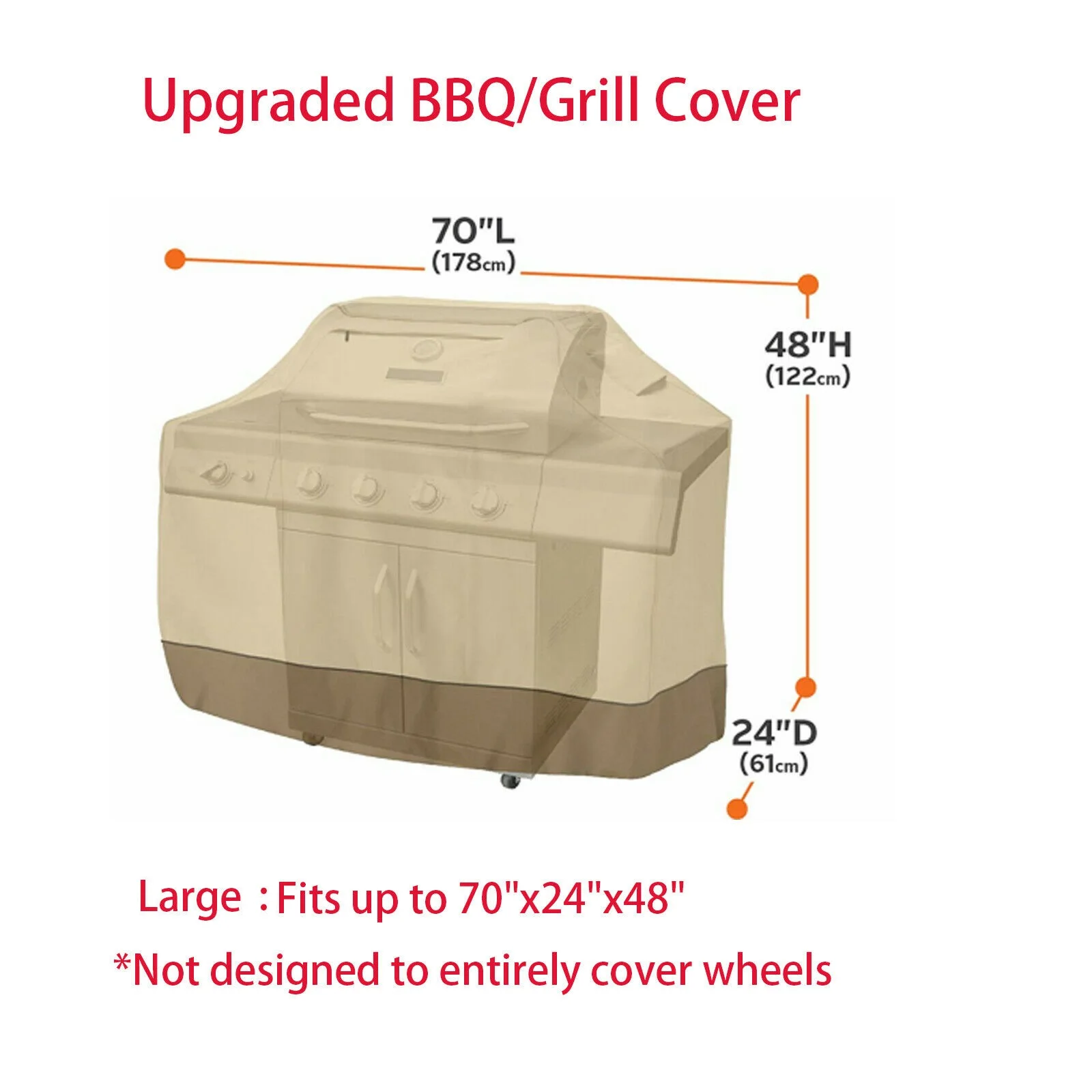 The new Gas BBQ Grill 58" 70" Cover Heavy Duty Waterproof Outdoor Weber Beige Garden Patio Gas Barbecue Cover - Характеристики: Large L70xW24xH48