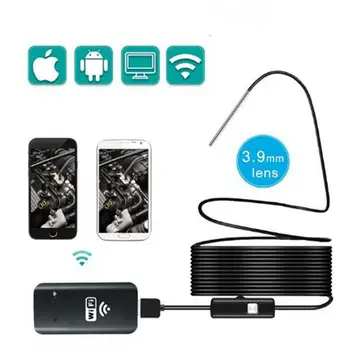 3.9mm 720P Wireless WiFi Endoscope HD Borescope, 3in1 USB Inspection Camera with 6 LEDs Snake Camera for iphone android 2m 1