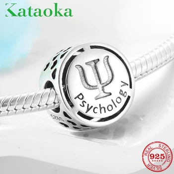

DIY gift 25 Sterling Silver charming Psychology sign academic Beads Fit Original European Charm Bracelet Jewelry making